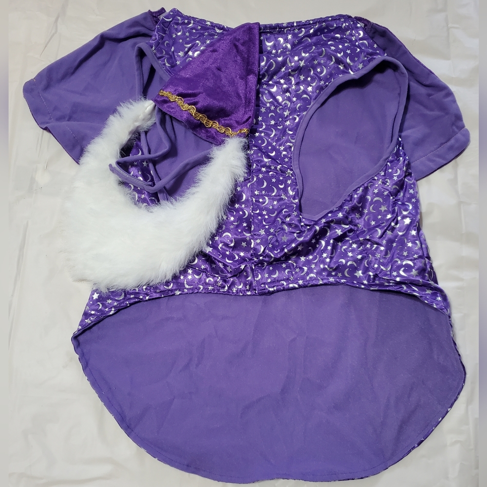 Dog Wizard Halloween Costume Size XL Purple Silver